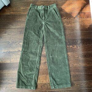 TNA Aritzia Khaki Green Wide leg Ripcord Corduroy Pants-Size 00